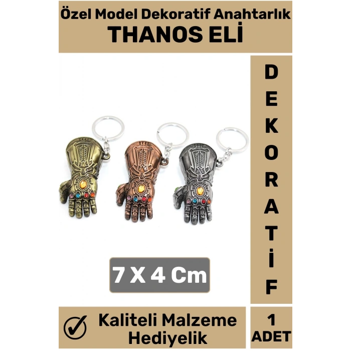 Premium Yüksek Kaliteli Dayanıklı Dekoratif Şık Hediyelik Marvel Figürü Anahtarlık THANOS ELİ