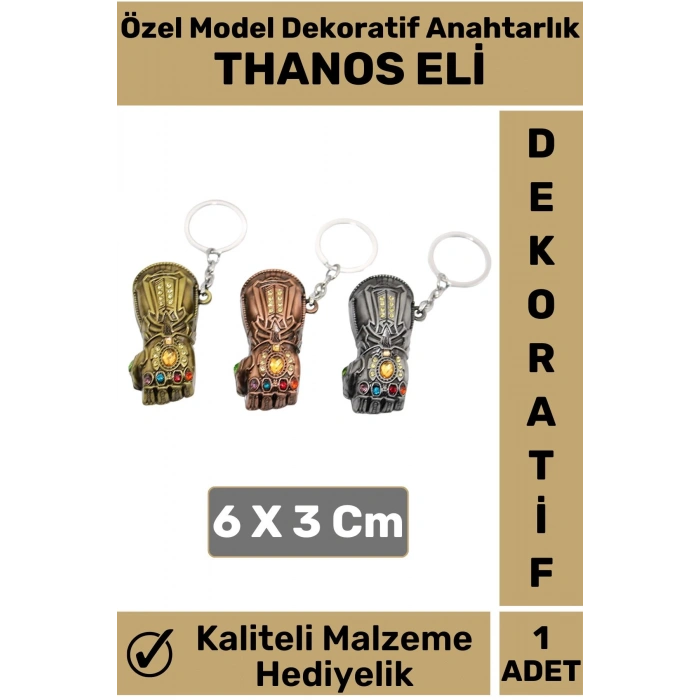 Özel Üretim Yüksek Kaliteli Dayanıklı Dekoratif Şık Hediyelik Marvel Figürü Anahtarlık THANOS ELİ