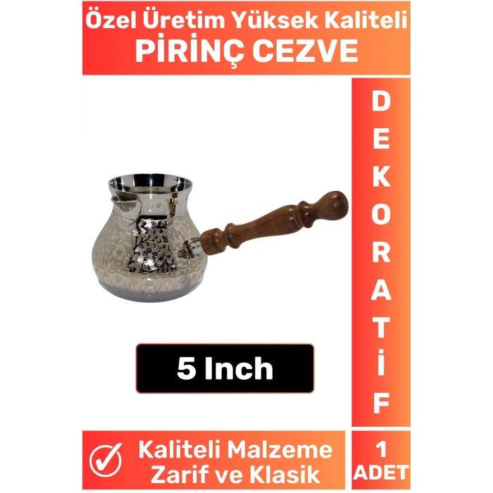 Özel Yüksek Kalite Isı İletkeni Kolay Temizlenir Estetik Dekoratif Türk Kahvesi Pirinç Cezve 5 Inch