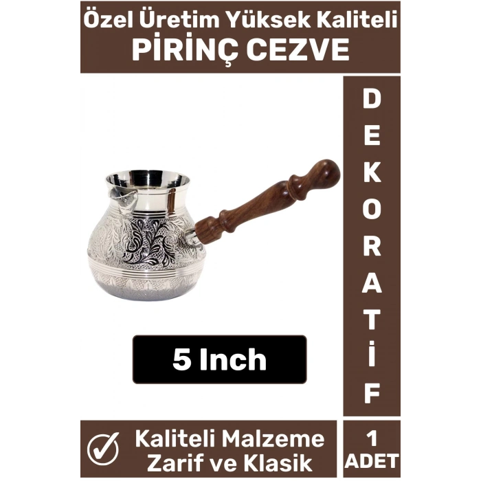Özel Yüksek Kalite Isı İletkeni Kolay Temizlenir Estetik Dekoratif Türk Kahvesi Pirinç Cezve 5 Inch