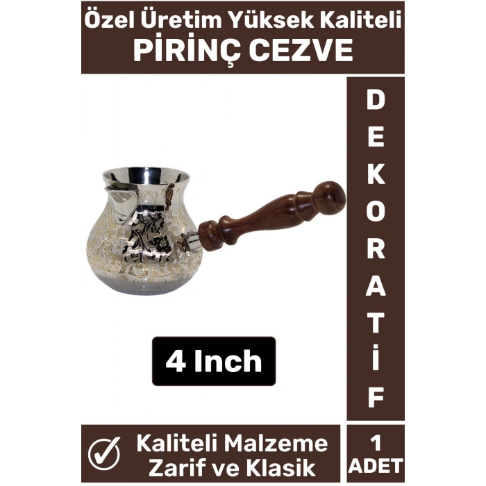 Özel Yüksek Kalite Isı İletkeni Kolay Temizlenir Estetik Dekoratif Türk Kahvesi Pirinç Cezve 4 Inch