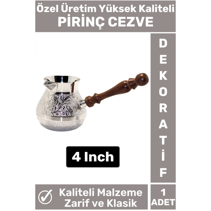 Özel Yüksek Kalite Isı İletkeni Kolay Temizlenir Estetik Dekoratif Türk Kahvesi Pirinç Cezve 4 Inch