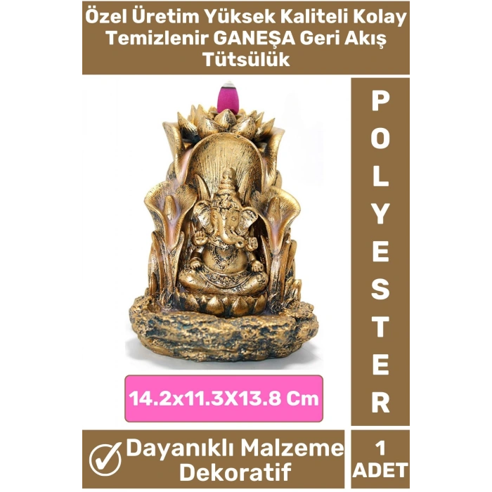 Premium Seri Yoga Meditasyon Chakra Pozitif Enerji Şık Dekoratif Polyester GANEŞA Geri Akış Tütsülük