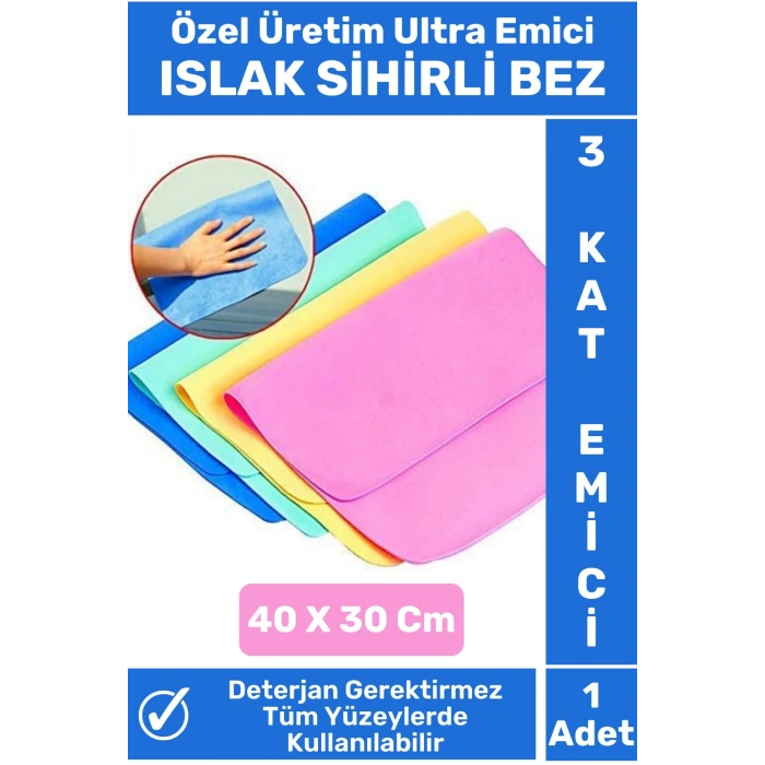 Özel Üretim Yüksek Kaliteli 3 Kat Emici Tüm Yüzeylerde Etkili Mutfak Banyo Islak Sihirli Bez 1 Adet