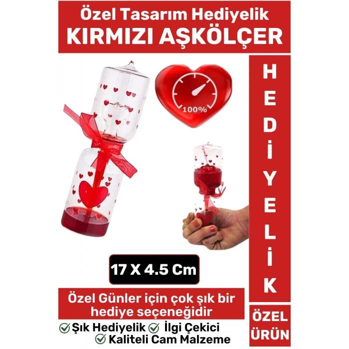 Özel Üretim Eş Sevgiliye Hediye Özel Gün Sevgililer Günü Hediyesi Çok Şık Dekoratif KIRMIZI AŞKÖLÇER