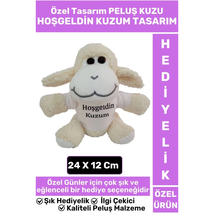 Özel Seri Doğum Sonrası Bebek Odası Sevgili İçin Eğlenceli HOŞGELDİN KUZUM Tasarımlı PELUŞ KUZU