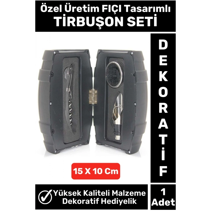 Özel Seri Yüksek Kaliteli Uzun Ömürlü Dekoratif Hediyelik Fiçi Tasarımlı Ti̇rbuşon Seti̇