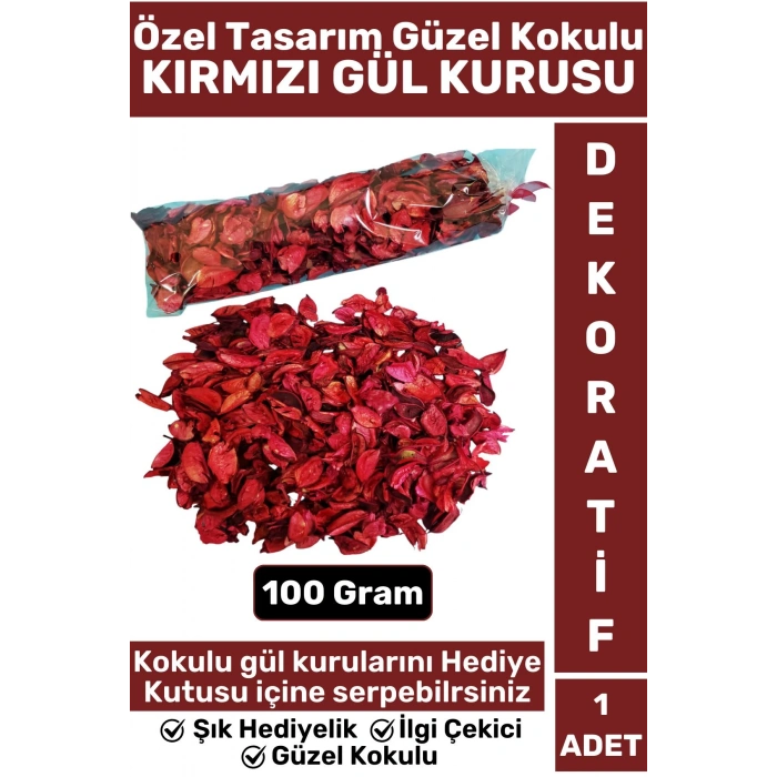 Özel Seri Sevgililer Günü Özel Gün Hediye Kutusu İçin Dekoratif Şık Güzel Kokulu KIRMIZI GÜL KURUSU