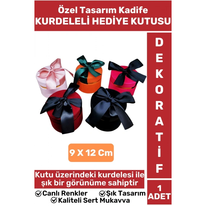 Özel Tasarım Yüksek Kaliteli Sert Mukavva Özel Gün Sevgililer Günü KURDELELİ KADİFE HEDİYE KUTUSU