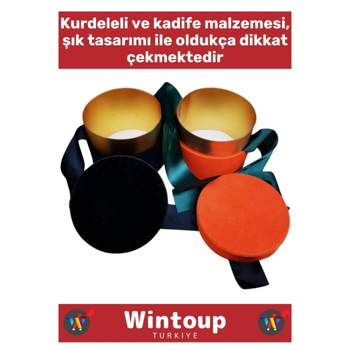 Özel Tasarım Yüksek Kaliteli Sert Mukavva Özel Gün Sevgililer Günü KURDELELİ KADİFE HEDİYE KUTUSU