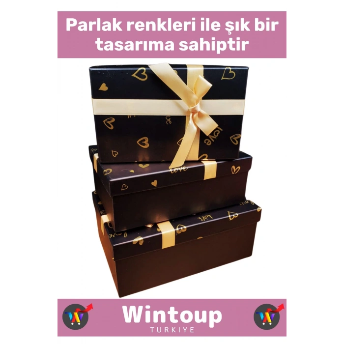 Premium Özel Gün Doğum Günü Hediyelik Sevgililer Günü Hediye Kutusu 3lü KURDELELİ KUTU SETİ