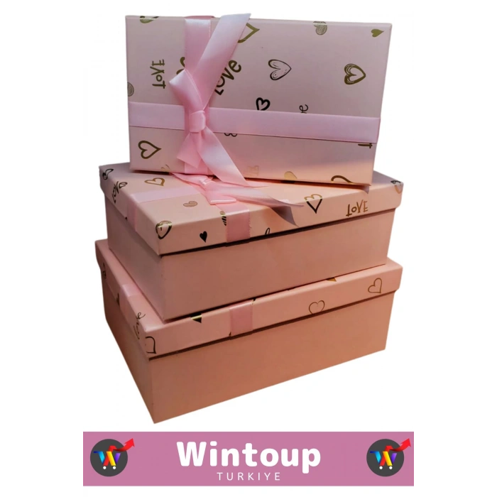 Premium Özel Gün Doğum Günü Hediyelik Sevgililer Günü Hediye Kutusu 3lü KURDELELİ KUTU SETİ