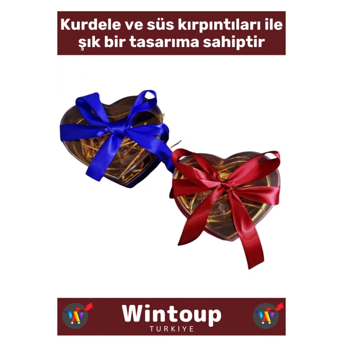 Premium Özel Gün Doğum Günü Hediyelik Sevgililer Günü Hediye Kutusu LED IŞIKLI KURDELELİ KALP KUTU