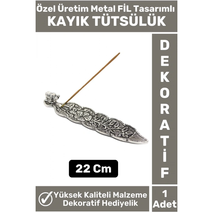 Özel Yüksek Kaliteli Dekoratif Hediyelik Yoga Chakra Meditasyon FİL Tasarımlı Metal Kayık Tütsülük