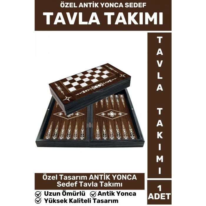 Elit Yüksek Kaliteli Uzun Ömürlü Aile Arkadaş Kahve Cafe Oyun Takımı ANTİK YONCA SEDEF TAVLA Takımı