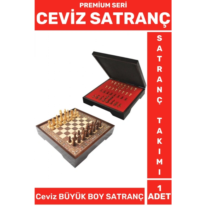 Premium Seri Aile Ev Arkadaş Zeka Strateji Beceri Geliştirici CEVİZ Büyük Boy SATRANÇ Takımı