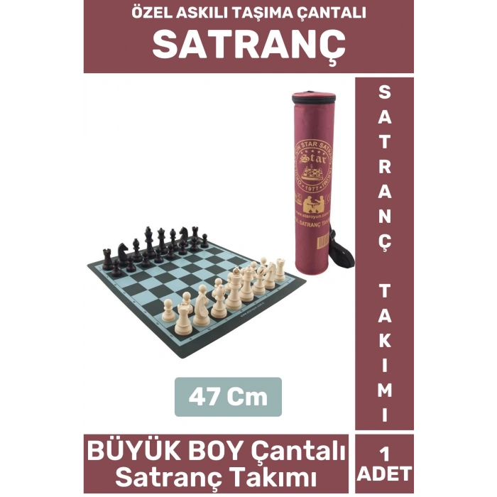 Premium Aile Ev Arkadaş Zeka Strateji Beceri Geliştirici ASKILI TAŞIMA ÇANTALI SATRANÇ Takımı 47 Cm