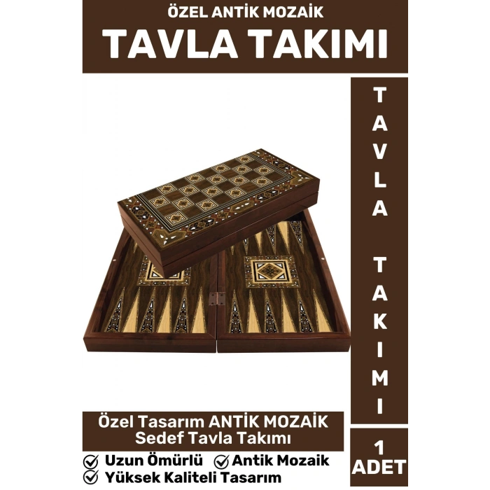 Elit Yüksek Kaliteli Uzun Ömürlü Aile Ev Arkadaş Kahve Cafe Oyun Takımı ANTİK MOZAİK TAVLA Takımı