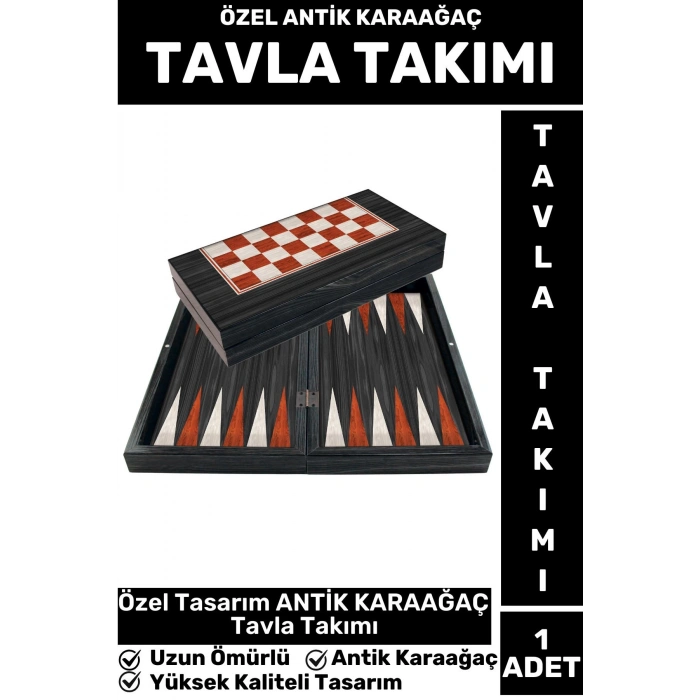 Elit Yüksek Kaliteli Uzun Ömürlü Aile Ev Arkadaş Kahve Cafe Oyun Takımı ANTİK KARAAĞAÇ TAVLA Takımı