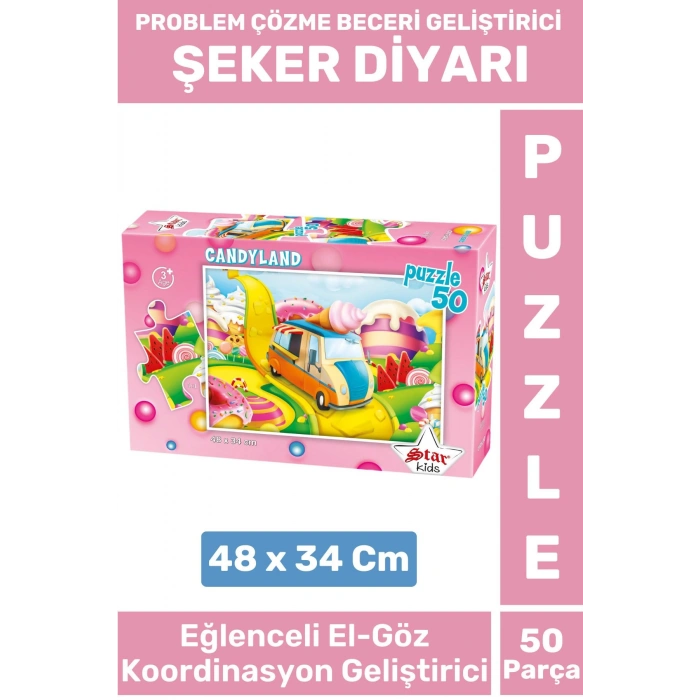 Premium Eğlenceli El Göz Koordinasyon Problem Çözme Beceri Geliştirici Çocuk PUZZLE ŞEKER DİYARI