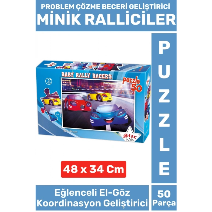 Premium Eğlenceli El Göz Koordinasyon Problem Çözme Beceri Geliştirici Çocuk PUZZLE MİNİK RALLİCİLER