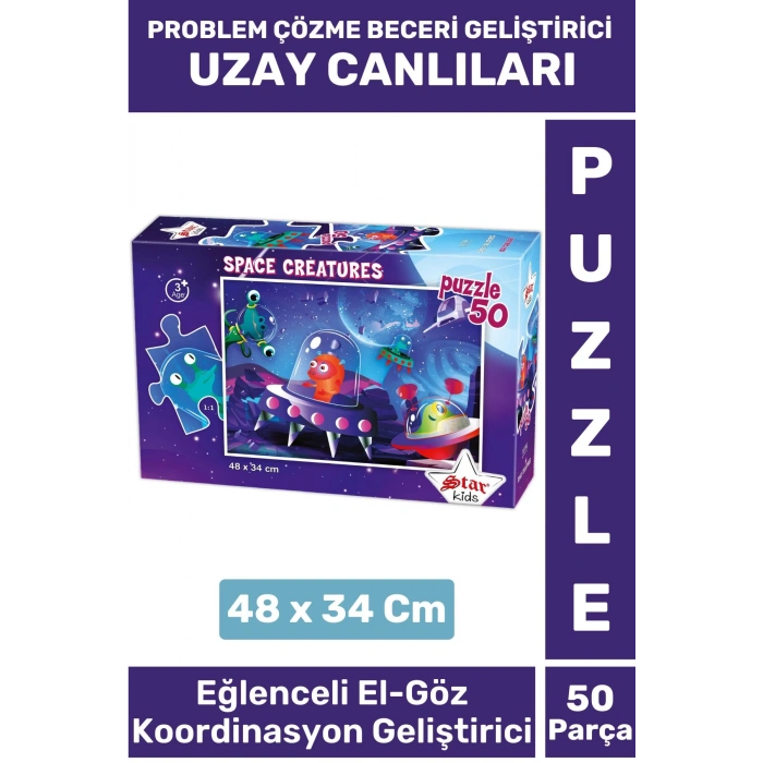 Premium Eğlenceli El Göz Koordinasyon Problem Çözme Beceri Geliştirici Çocuk PUZZLE UZAY CANLILARI