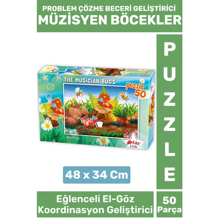 Premium El Göz Koordinasyon Problem Çözme Beceri Geliştirici Çocuk PUZZLE MÜZİSYEN BÖCEKLER