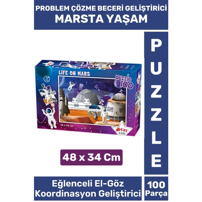 Premium Seri Eğlenceli El Göz Koordinasyon Beceri Geliştirici Çocuk 100 Parça PUZZLE MARSTA YAŞAM