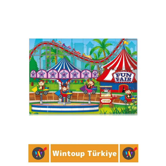 Premium Eğlenceli El Göz Koordinasyon Beceri Geliştirici Çocuk 2X50 Parça PUZZLE MAYMUN LUNAPARKI