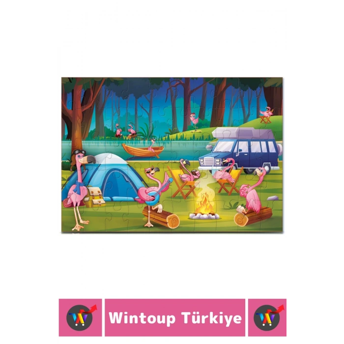 Premium Eğlenceli El Göz Koordinasyon Beceri Geliştirici Çocuk 2X50 Parça PUZZLE FLAMİNGO PARTİSİ