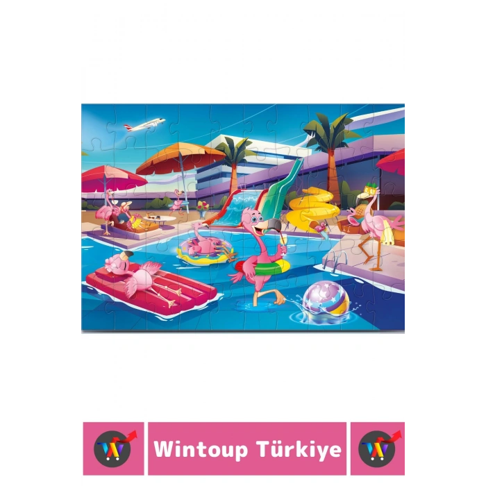 Premium Eğlenceli El Göz Koordinasyon Beceri Geliştirici Çocuk 2X50 Parça PUZZLE FLAMİNGO PARTİSİ