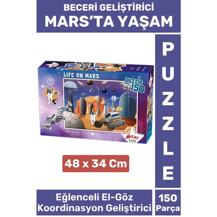 Premium Seri Eğlenceli El Göz Koordinasyon Beceri Geliştirici Çocuk 150 Parça PUZZLE MARSTA YAŞAM
