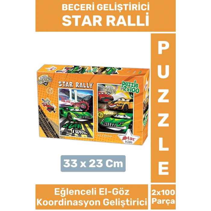 Premium Seri Eğlenceli El Göz Koordinasyon Beceri Geliştirici Çocuk 2x100 PUZZLE STAR RALLİ