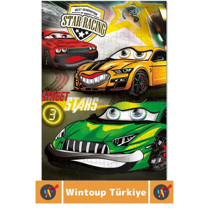 Premium Seri Eğlenceli El Göz Koordinasyon Beceri Geliştirici Çocuk 2x100 PUZZLE STAR RALLİ