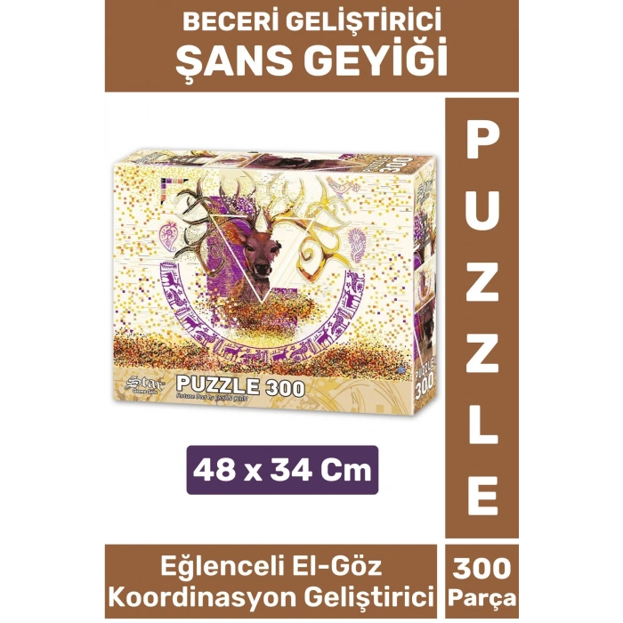 Premium Eğlenceli El Göz Koordinasyon Beceri Geliştirici Çocuk 300 Parça PUZZLE ŞANS GEYİĞİ