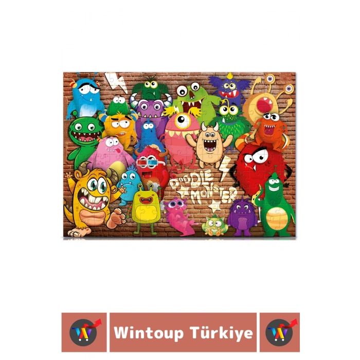 Özel Seri Eğlenceli El Göz Koordinasyon Beceri Geliştirici Çocuk 150 Parça PUZZLE MİNİK CANAVARLAR