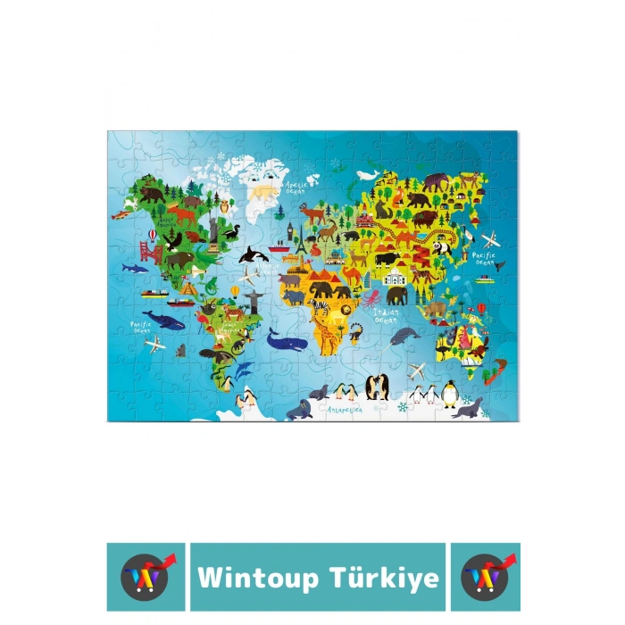 Premium Seri Eğlenceli El Göz Koordinasyon Beceri Geliştirici Çocuk 150 Parça PUZZLE KEŞİF HARİTASI