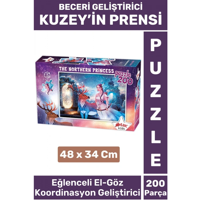 Premium Seri Eğlenceli El Göz Koordinasyon Beceri Geliştirici Çocuk 200 Parça PUZZLE KUZEYİN PRENSİ