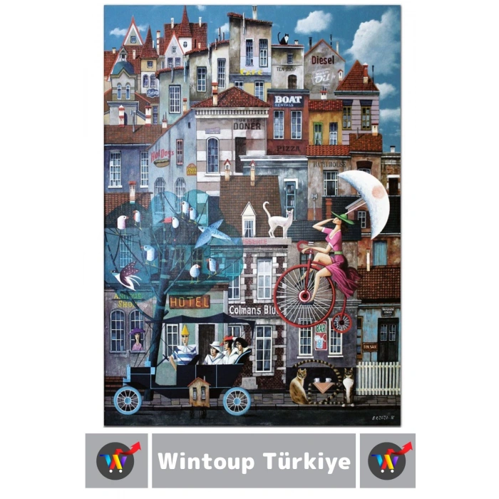 Premium El Göz Koordinasyon Beceri Görsel Algı Geliştirici Çocuk 1000 Parça PUZZLE ŞEHİR HALLERİ