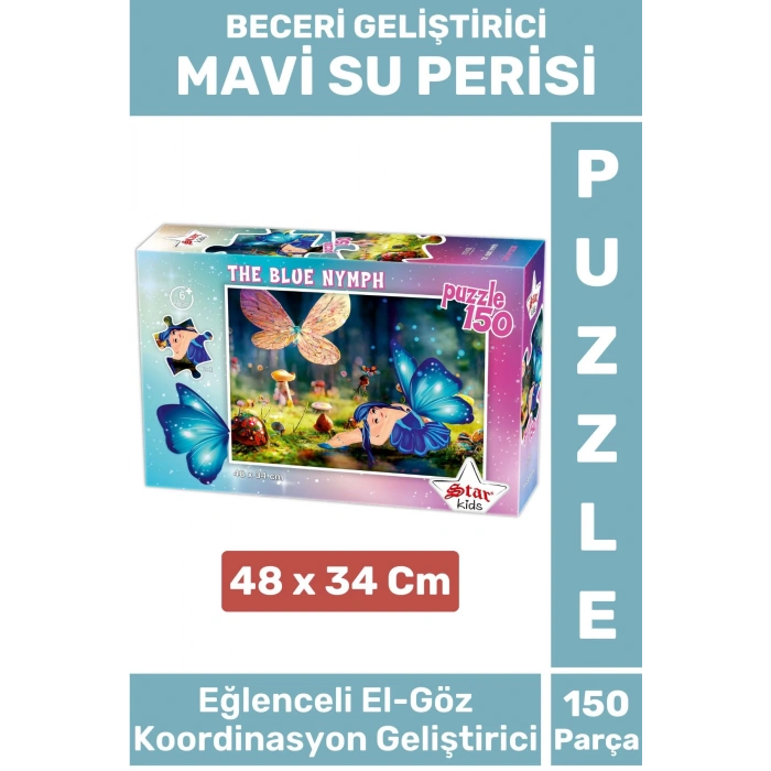 Premium Seri Eğlenceli El Göz Koordinasyon Beceri Geliştirici Çocuk 150 Parça PUZZLE MAVİ SU PERİSİ