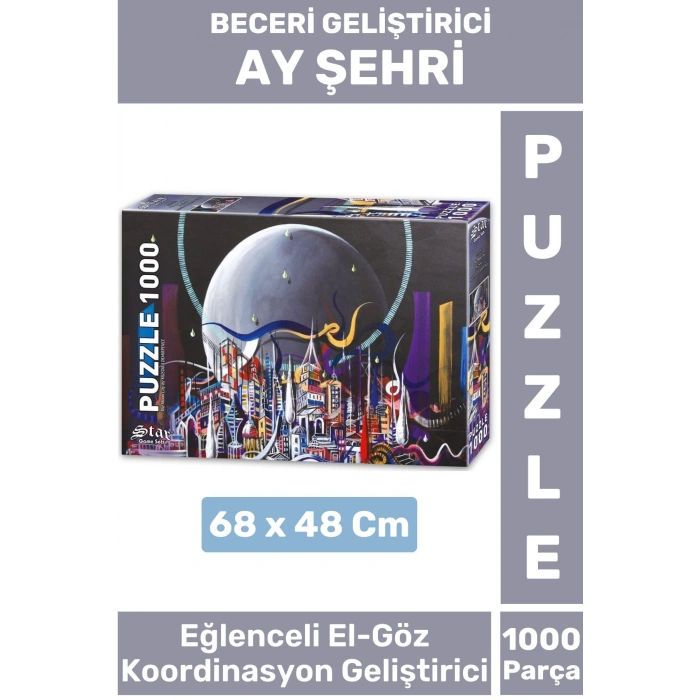 Premium Eğlenceli El Göz Koordinasyon Beceri Görsel Algı Geliştirici Çocuk 1000 Prça PUZZLE AY ŞEHRİ