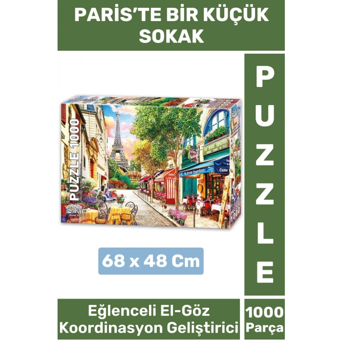 El Göz Koordinasyon Beceri Görsel Algı Geliştirici Çocuk 1000 Parça PUZZLE PARİSTE BİR KÜÇÜK SOKAK