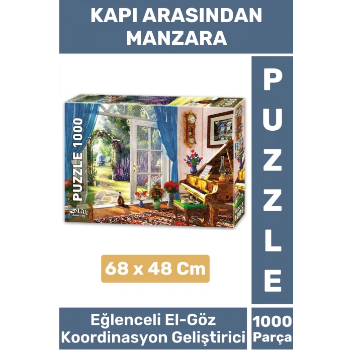 El Göz Koordinasyon Beceri Görsel Algı Geliştirici 1000 Parça Çocuk PUZZLE KAPI ARASINDAN MANZARA