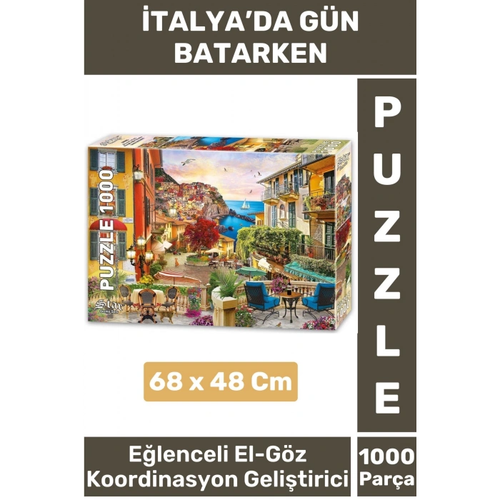El Göz Koordinasyon Beceri Görsel Algı Geliştirici 1000 Parça Çocuk PUZZLE İTALYADA GÜN BATARKEN