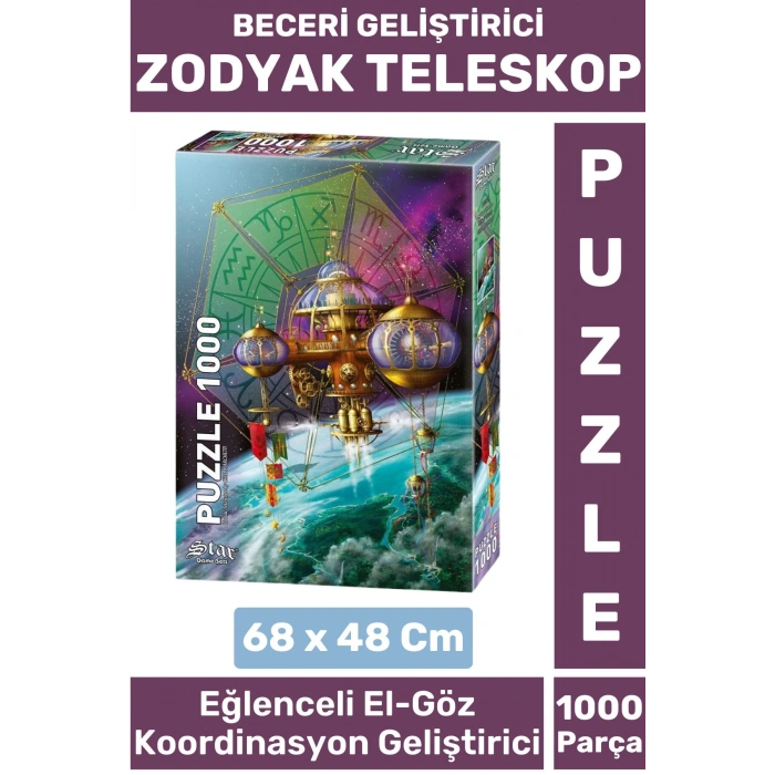 Eğlenceli El Göz Koordinasyon Beceri Görsel Algı Geliştirici Çocuk 1000 Parça PUZZLE ZODYAK TELESKOP