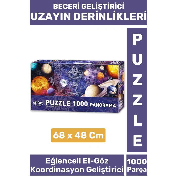 Eğlenceli Koordinasyon Beceri Görsel Algı Geliştirici Çocuk 1000 Parça PUZZLE UZAYIN DERİNLİKLERİ