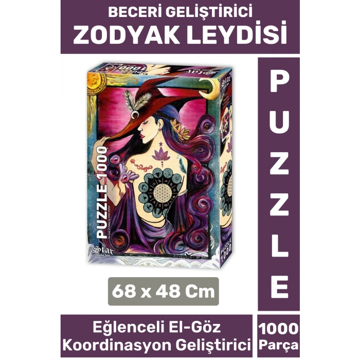 Eğlenceli El Göz Koordinasyon Beceri Görsel Algı Geliştirici Çocuk 1000 Parça PUZZLE ZODYAK LEYDİSİ