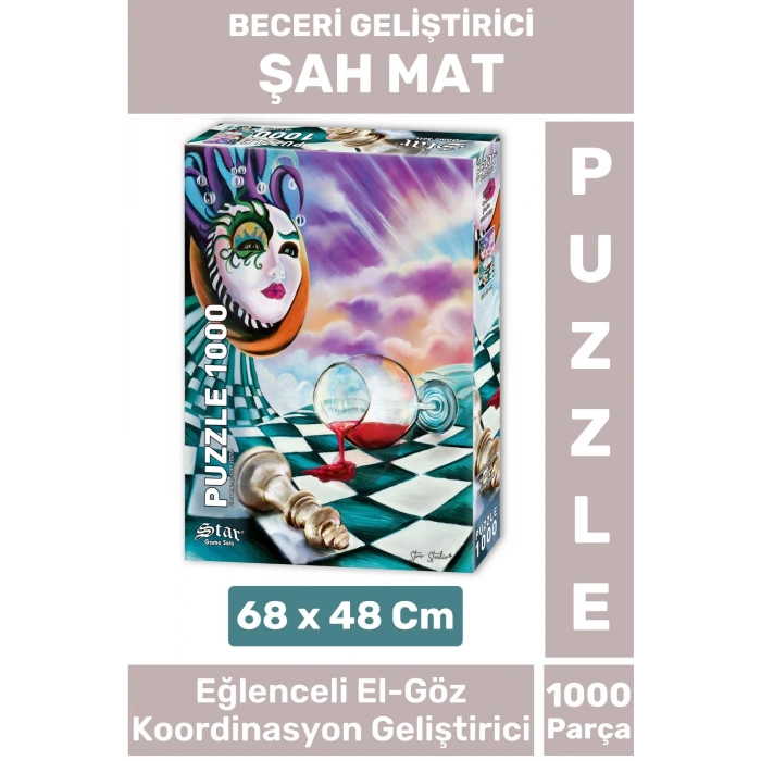 Özel Eğlenceli El Göz Koordinasyon Beceri Görsel Algı Geliştirici Çocuk 1000 Parça PUZZLE ŞAH MAT