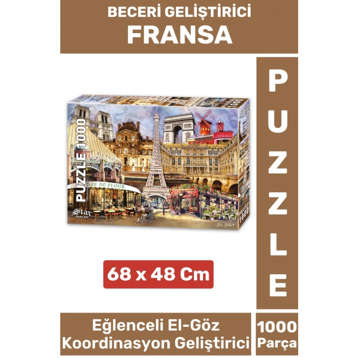 Eğlenceli El Göz Koordinasyon Beceri Görsel Algı Geliştirici Çocuk 1000 Parça PUZZLE PARİS FRANSA