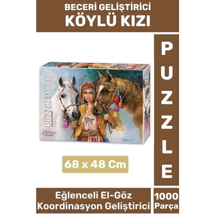 Özel Eğlenceli El Göz Koordinasyon Beceri Görsel Algı Geliştirici Çocuk 1000 Parça PUZZLE KÖYLÜ KIZI